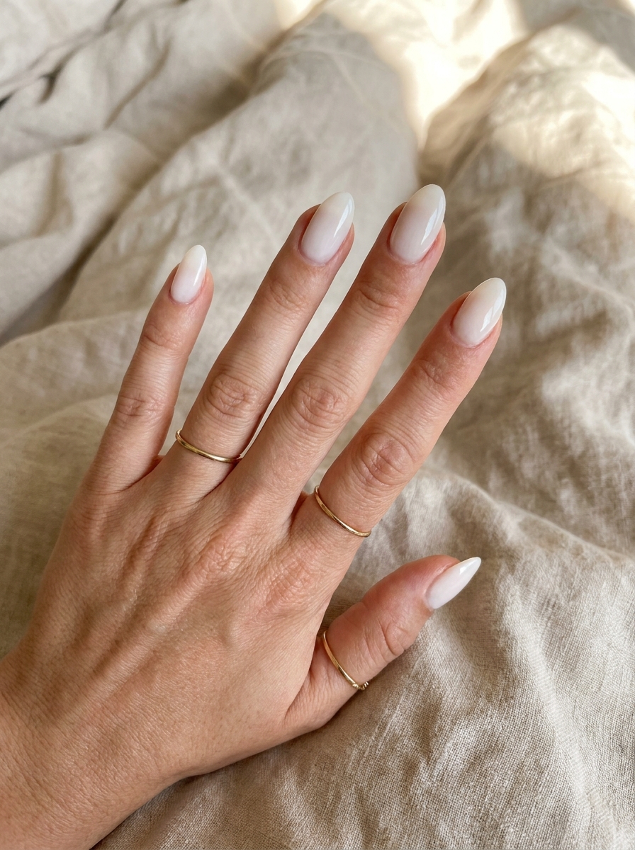 Milky White Almond Nails als Milky Nails Inspiration 2026